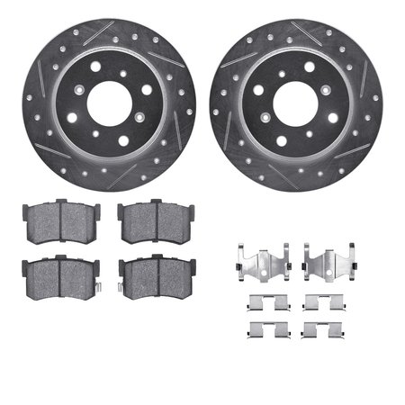 DYNAMIC FRICTION CO 7512-59006, Rotors-Drilled and Slotted-Silver w/ 5000 Advanced Brake Pads incl. Hardware, Zinc Coat 7512-59006